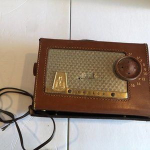 VINTAGE Philco E-675-124 Radio with Leather Case #F31